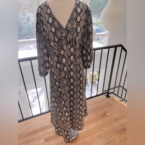Snakeskin Print Faux Wrap Dress